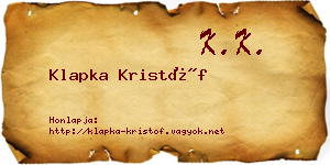 Klapka Kristóf névjegykártya