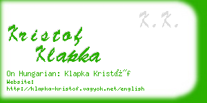kristof klapka business card